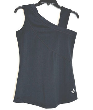 JOFIT Black Asymmetrical Athleisure Tank Women Performance Luxe Logo Sporty S